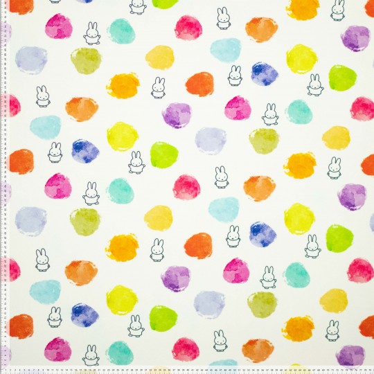 Stof jersey digitale Nijntje print en kleur ballen per meter