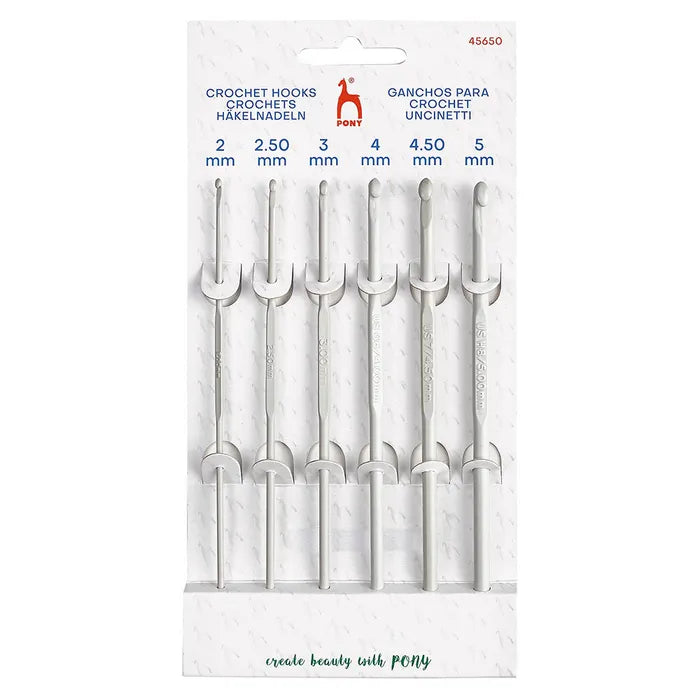 Pony Classic Haaknaaldenset aluminium 15cm 2.00-5.00mm