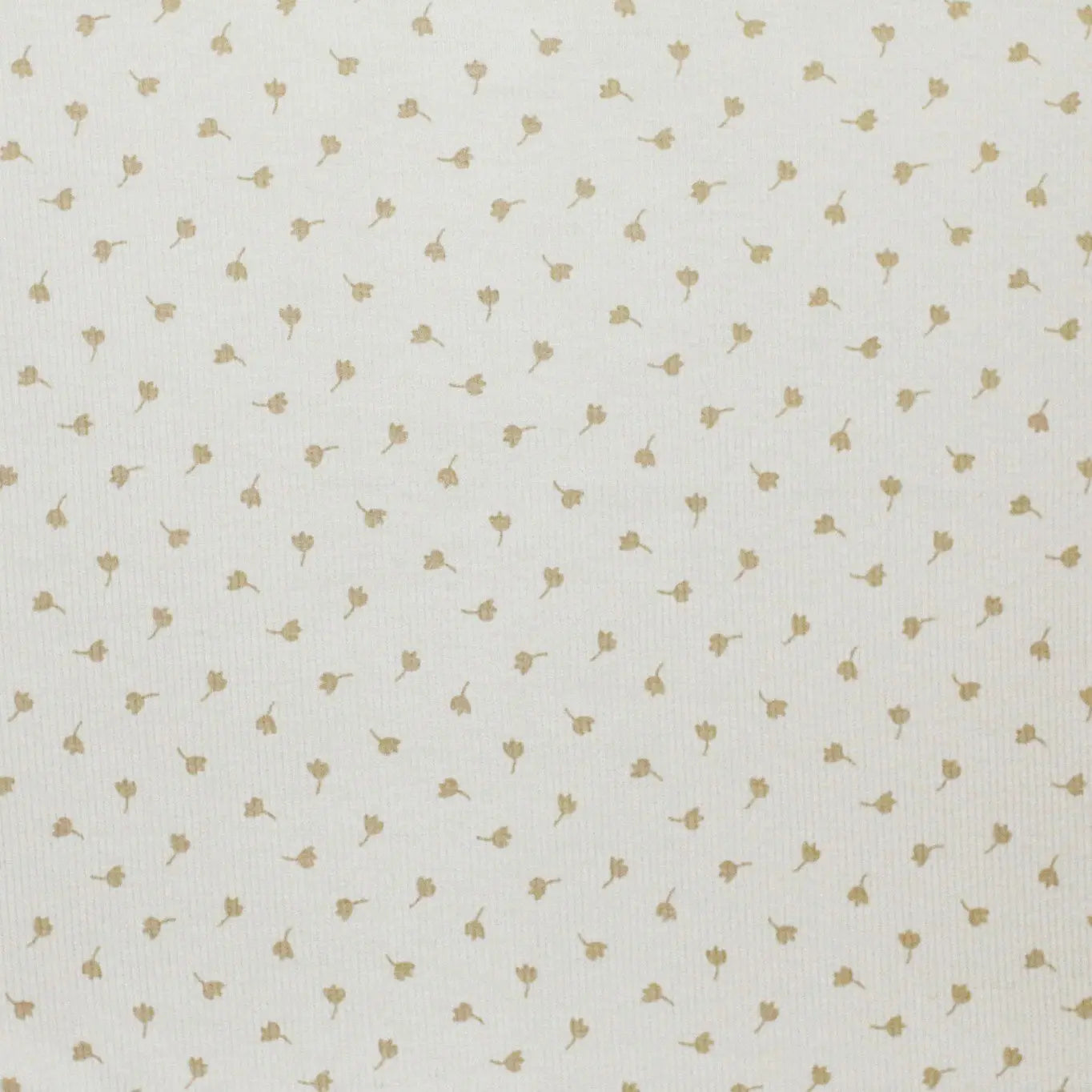 Stof Rib Jersey Bedrukt - Klaverblad Zand beige per halve meter