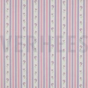 Stof Poplin katoen bloemen paars