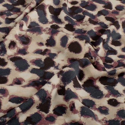 Stof viscose bedrukt aubergine per meter