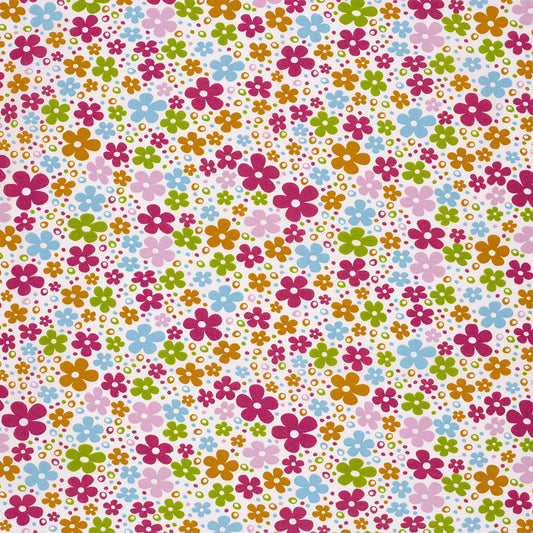 Stof poplin katoen met bloemen per halve meter