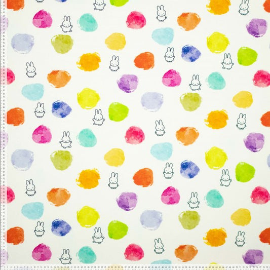 Stof jersey digitale Nijntje print en kleur ballen per meter