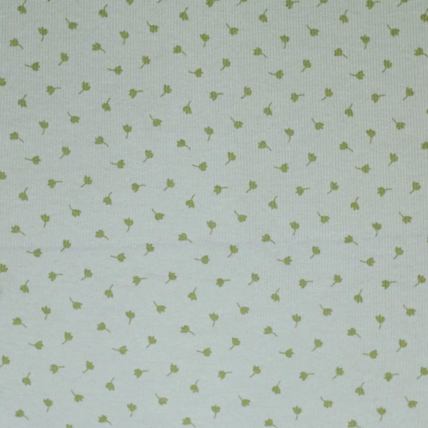 Stof Rib Jersey Bedrukt - Klaverblad Dusty Groen per halve meter
