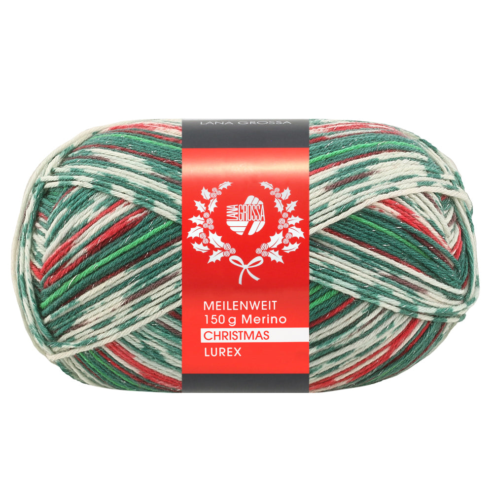 Lana Grossa Meilenweit Merino Christmas lurex 150 gram groen
