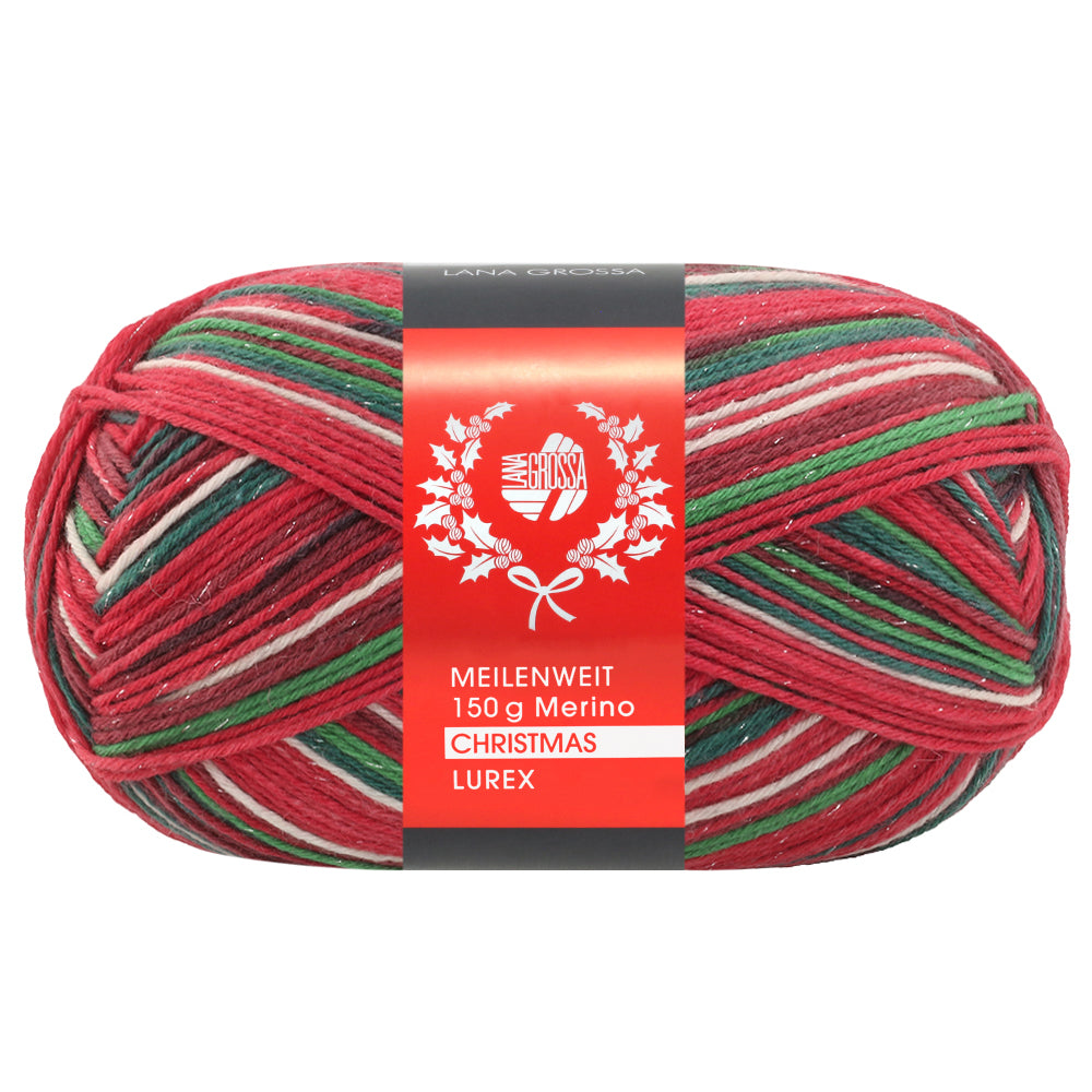 Lana Grossa Meilenweit Merino Christmas lurex 150 gram rood